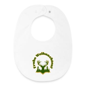 Frohe Weihnachten Silhouette Hirsch Wald grün gold - Baby Organic Lätzchen - Weiß - Vorne