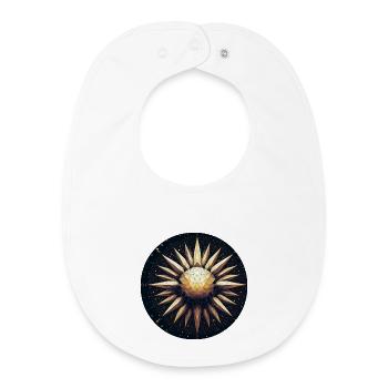 Golden sun with rays galaxy - Baby Organic Bib - white - Front