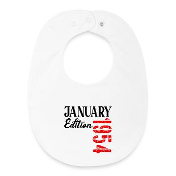 73e anniversaire - Né en janvier 1954 - Bavoir bébé bio - blanc - Devant