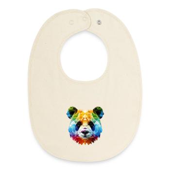 Panda Head - Colorful - Baby Organic Bib - soft Ecru - Front