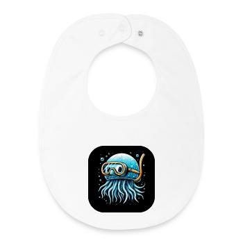 Pieuvre avec des lunettes de plongée Bande dessinée - Bavoir bébé bio - blanc - Devant