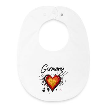 Drapeau de l’Allemagne coeur noir-rouge-or - Bavoir bébé bio - blanc - Devant