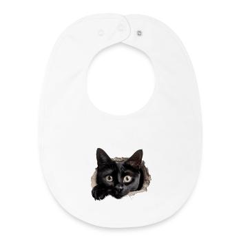 Funny Cute Cat peeking - Cute Kitty Cat - Baby Organic Lätzchen - Weiß - Vorne