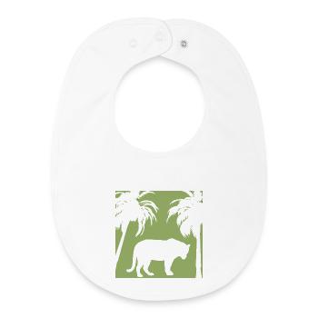 Green jungle and feline silhouette - Baby Organic Bib - white - Front