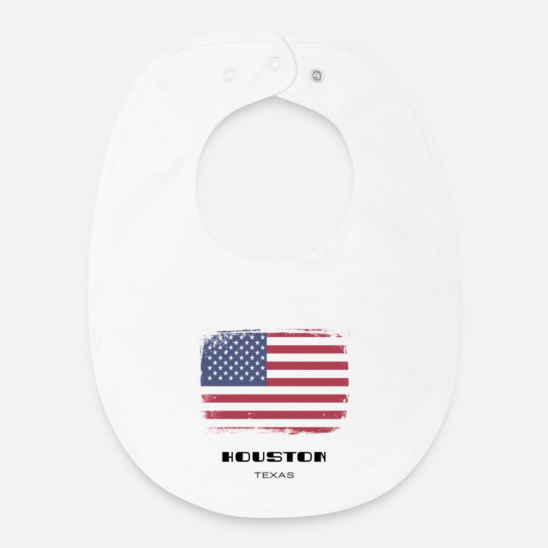 Houston, Texas, États-Unis - Bavoir bébé bio - blanc