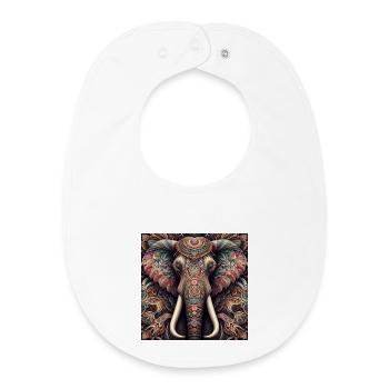 Éléphant décoré - Bavoir bébé bio - blanc - Devant