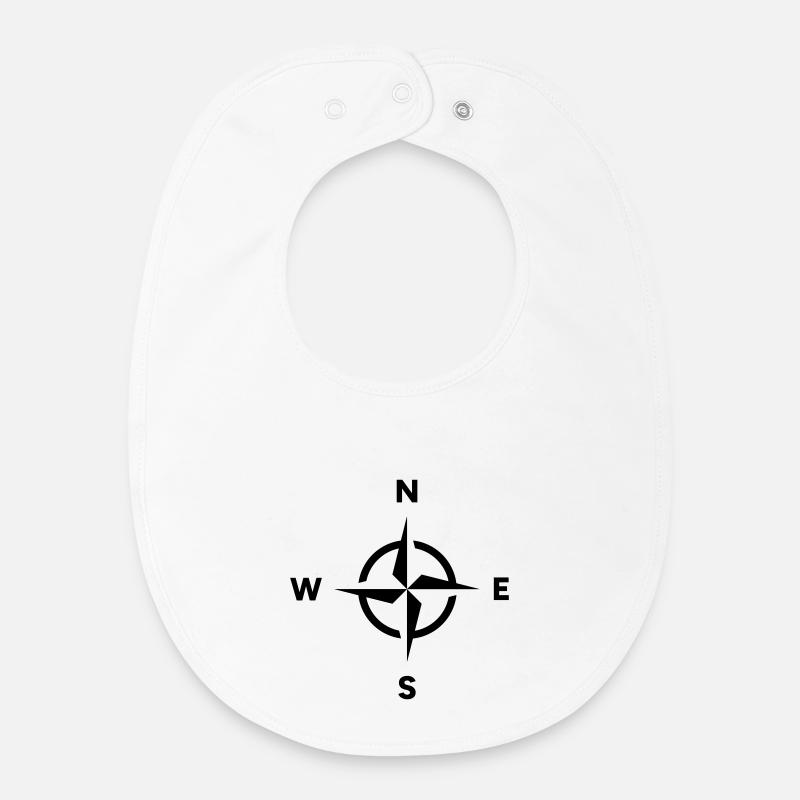 Compass Navigation Orientation Cardinal Direction - Baby Organic Bib - white