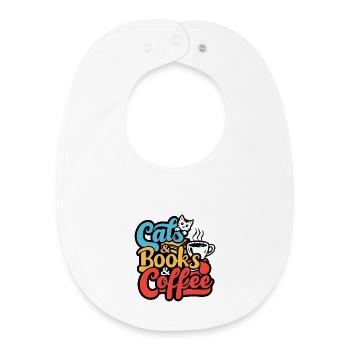 Love Cat Kitten Coffee Books Koffie Boeken - Baby Organic Bib - white - Front