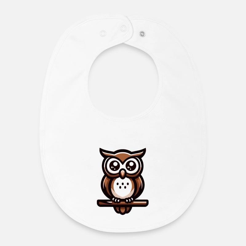 Un hibou de style dessin animé - Bavoir bébé bio - blanc