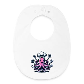 Octo-Chef : Le tentacule gourmand - Bavoir bébé bio - blanc - Devant