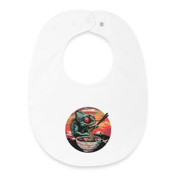 Drôle Caméléon Ramen Nouilles Japon Animal Vintage - Bavoir bébé bio - blanc - Devant