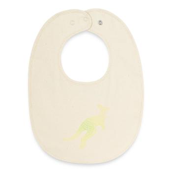 kangaroo aboriginal motifs, tribal - Baby Organic Bib - soft Ecru - Front