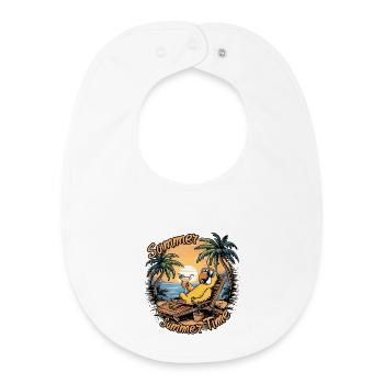 Perroquet d’été avec des lunettes de soleil sur la chaise de plage - Bavoir bébé bio - blanc - Devant