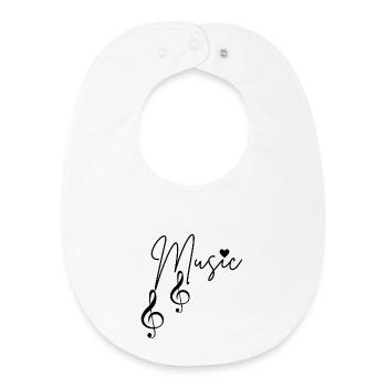 Notes de musique - Bavoir bébé bio - blanc - Devant