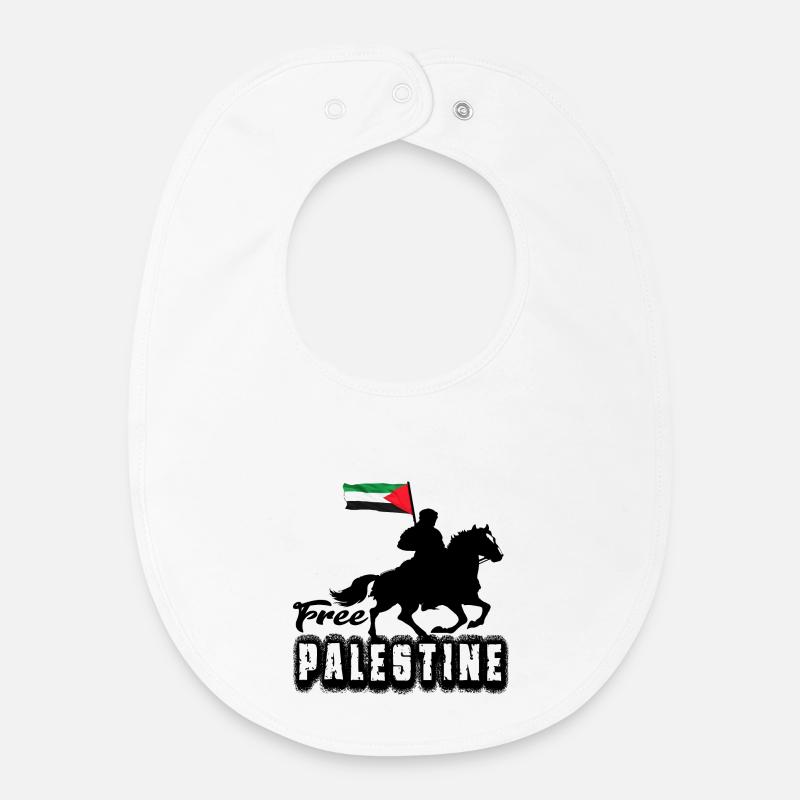 Free Palestine - Bavoir bébé bio - blanc