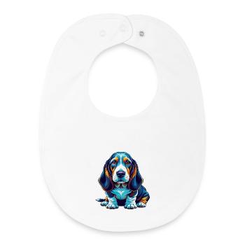Bleu Gascogne Basset Chien Race Dessin Animé Kawaii - Bavoir bébé bio - blanc - Devant
