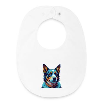 Blue Heeler Dog Breed Colorful Cartoon Kawaii - Baby Organic Bib - white - Front