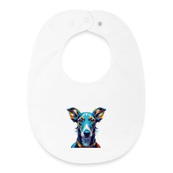Lévrier italien race de chien dessin animé Kawaii - Bavoir bébé bio - blanc - Devant