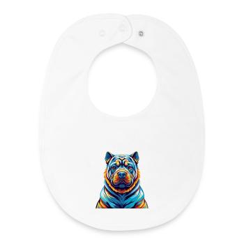 Chinois Shar Pei Chien Race Coloré Dessin Animé Kawaii - Bavoir bébé bio - blanc - Devant