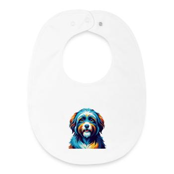 Race de chien havanais, dessin animé coloré, Kawaii - Bavoir bébé bio - blanc - Devant