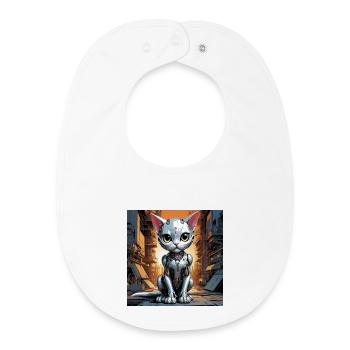Robo Kitten - Baby Organic Bib - white - Front