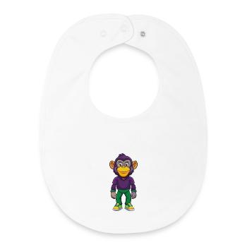 Chimpanzé Drôle Kawaii Dessin animé Personnage Clipart - Bavoir bébé bio - blanc - Devant