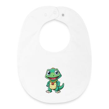 Monitor Eidechse Cartoon Figur Kawaii Clipart - Baby Organic Lätzchen - Weiß - Vorne