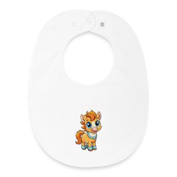 Pony Niedliche Zeichentrickfigur Kawaii Clipart - Baby Organic Lätzchen - Weiß - Vorne