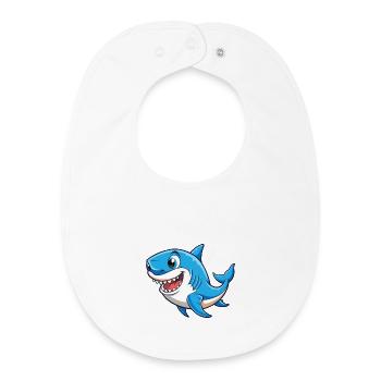 requin mignon personnage de dessin animé Kawaii Clipart - Bavoir bébé bio - blanc - Devant