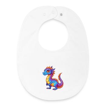 Basilisk Bunte Kawaii Cartoon Figur Clipart - Baby Organic Lätzchen - Weiß - Vorne