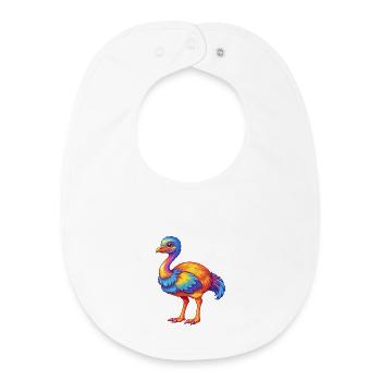 autruche coloré Kawaii personnage de dessin animé oiseau - Bavoir bébé bio - blanc - Devant
