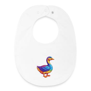 oie coloré kawaii personnage de dessin animé oiseau - Bavoir bébé bio - blanc - Devant