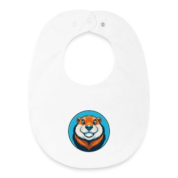 Gopher Niedliche Kawaii Cartoon Clipart Tier Haustier Logo - Baby Organic Lätzchen - Weiß - Vorne