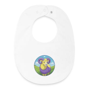 Ram Niedliche Kawaii Cartoon Clipart Tier Haustier - Baby Organic Lätzchen - Weiß - Vorne