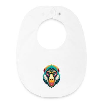 Baboon Cute Kawaii Cartoon Clipart Animal Face - Baby Organic Bib - white - Front