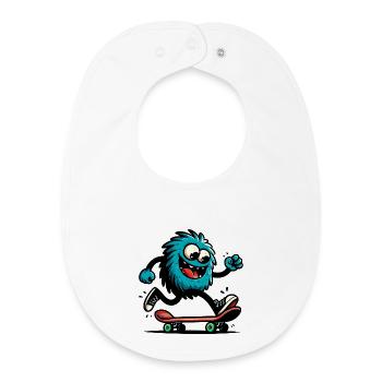 Martian Extraterrestrial Alien on Skateboard - Baby Organic Bib - white - Front