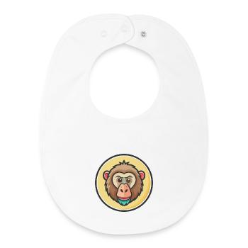 Baboon Kawaii Cartoon Character Animal Pet Face - Baby Organic Bib - white - Front