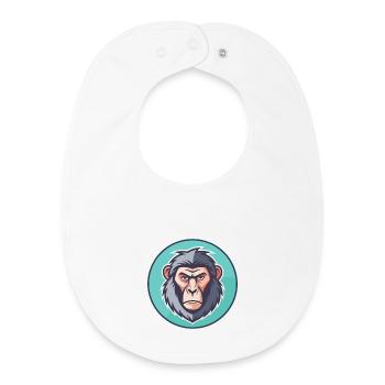 Baboon Kawaii Cartoon Character Animal Pet Face - Baby Organic Bib - white - Front