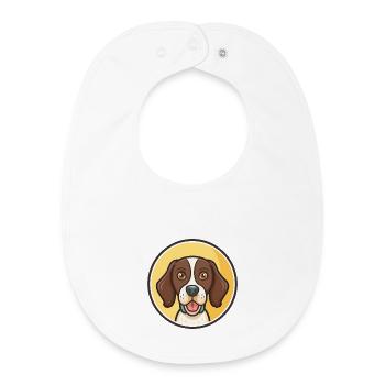 Frison Chien d’Arrêt Race Dessin Animé Kawaii Clipart - Bavoir bébé bio - blanc - Devant