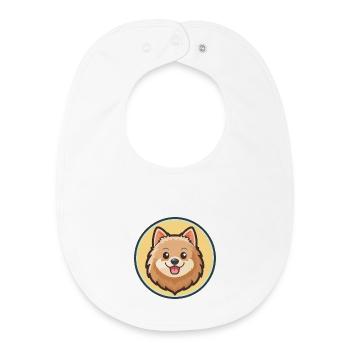 Spitz allemand chien race dessin animé Kawaii Clipart animal de compagnie - Bavoir bébé bio - blanc - Devant