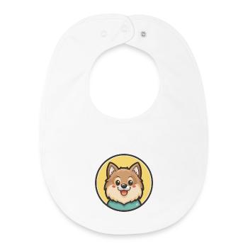 Spitz indien chien race dessin animé Kawaii Clipart animal de compagnie - Bavoir bébé bio - blanc - Devant