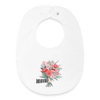 Dites simplement merci - une chère salutation aux fleurs - Bavoir bébé bio - blanc - Devant