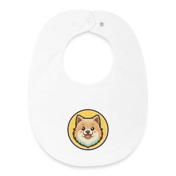 Spitz Chien Race Dessin animé Kawaii Clipart Animal Animal de compagnie - Bavoir bébé bio - blanc - Devant