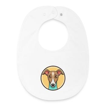 Whippet Hund Rasse Cartoon Figur Kawaii Clipart - Baby Organic Lätzchen - Weiß - Vorne