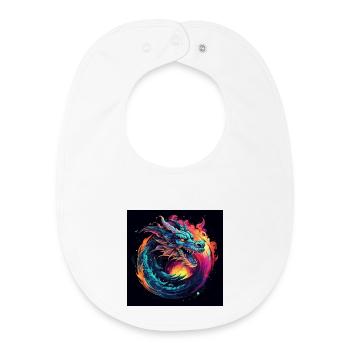 Neon Drache im Sternenkreis - Baby Organic Lätzchen - Weiß - Vorne