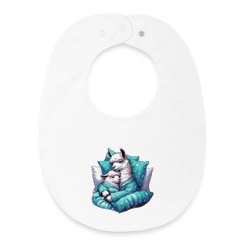 Snuggle Llama Llamas Gift - Baby Organic Bib - white - Front
