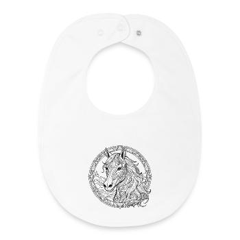 Majestätisches Mandala-Pferd - Baby Organic Lätzchen - Weiß - Vorne