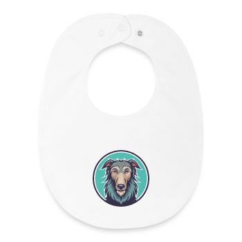 Lévrier écossais race de chien dessin animé Kawaii - Bavoir bébé bio - blanc - Devant