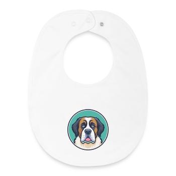 Saint Bernard Chien Race Dessin Animé Kawaii Clipart Animal de compagnie - Bavoir bébé bio - blanc - Devant