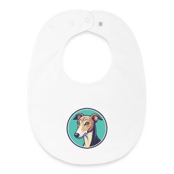 Whippet Hund Rasse Cartoon Figur Kawaii Clipart - Baby Organic Lätzchen - Weiß - Vorne